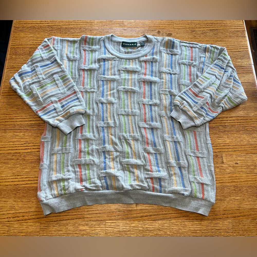 Tundra 3D Knit Coogi-Style Sweater Size XL EUC Cosby Sweater vintage Canada
